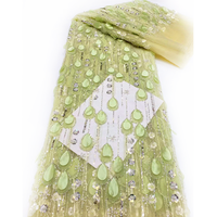 Nouvelle conception 2026, tissu en dentelle à sequins et perles, brodé en forme de goutte, avec grande séquence de dentelle et perles
