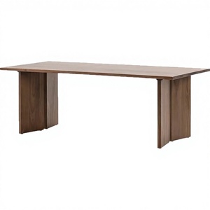 Table à manger Wayon moderne 8 places en bois massif, design convertible, couleur brun foncé, avec pieds en bois robustes pour la maison, le salon - Product Image 2