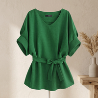 Nouveaux hauts et chemisiers décontractés en popeline pour femmes, design tendance, été, 100% coton, manches courtes
