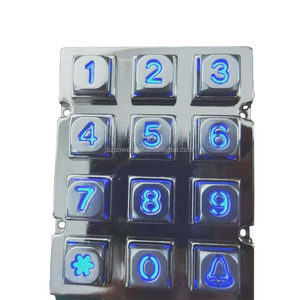Customized 12-<strong>Key</strong> Backlit Metal <strong>Numeric</strong> <strong>Keypad</strong> with PS/2 Interface Self-help Industrial <strong>Keypad</strong> with Recessed Mounting Holes - Product Image 2