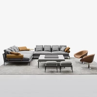 Italia Meubles design modernes et minimalistes Ensemble de canapés de salon Canapé en cuir de luxe orange Hermesn Canapés en duvet d'oie