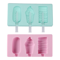 Moule à glace en silicone sans BPA à 3 cavités personnalisé Moule à glace en silicone amusant avec bâtonnets