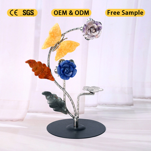 Hot Natural Gemstone Decoration Flowers and butterfly <b>Crystal</b> Sphere Stand for Fashion Indoor Decor - Product Image 1
