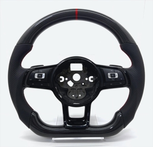 พวงมาลัยหนังแท้แบบกำหนดเองสำหรับรถยนต์ <span class=keywords><strong>Volkswagen</strong></span> Golf 7 MK7 Mk7.5 GTI Scirocco <span class=keywords><strong>Polo</strong></span> GTS <span class=keywords><strong>R</strong></span> <span class=keywords><strong>Line</strong></span> JETTA ปี 2014-2017 - Product Image 6