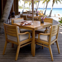Ensemble de salle à manger commercial pour hôtel, café, restaurant, table en bois massif et chaises rembourrées en cuir pour la maison ou le bureau