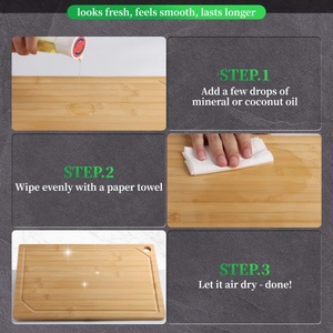 Tabla de cortar de bambú, utensilio de cocina práctico con ranuras profundas para recoger jugo, ligera y fácil de limpiar, tabla de cortar de haya - Product Image 4