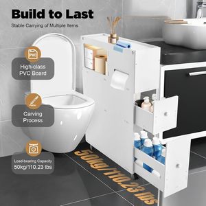Estante de Baño de 3 Niveles, Mueble Lateral para Inodoro de PVC, Organizador de Almacenamiento Minimalista para Baño - Product Image 1