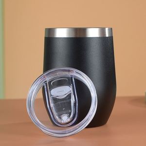 Hot Sale 12oz Stainless Steel <strong>Wine</strong> Glass Egg Shape <strong>Tumbler</strong> Travel Mug Water Cup Double Wall <strong>Wine</strong> <strong>Tumbler</strong> with Lid - Product Image 1