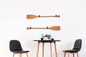 ไม้พายตกแต่งผนังทะเลทำจากไม้พร้อมไม้แขวนหนัง - Product Image 2