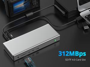 Station d'accueil <span class=keywords><strong>USB</strong></span> <span class=keywords><strong>C</strong></span> <span class=keywords><strong>DisplayLink</strong></span> Multiport Hub Quad Monitor Dock avec alimentation 100W pour ordinateur portable Macbook - Product Image 4