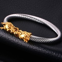 Nouveau Design Offre Spéciale Punk Acier Inoxydable Câble Fil Bracelet Bracelet Hommes Hiphop Viking Dragon Manchette Bracelet