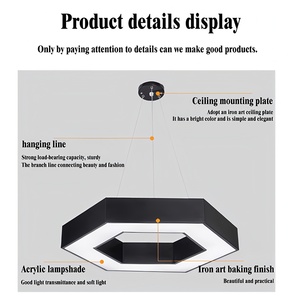 Đèn chùm <span class=keywords><strong>LED</strong></span> hình lục giác hiện đại Tối giản sáng tạo có thể điều chỉnh bằng sắt Đèn treo cho phòng ăn Văn phòng cửa hàng - Product Image 5