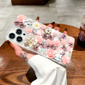 Custodia per telefono con fiore di perla di lusso per <span class=keywords><strong>iPhone</strong></span> 15 16 pro max 14 13 12 <span class=keywords><strong>xs</strong></span> <span class=keywords><strong>Cover</strong></span> <span class=keywords><strong>protettiva</strong></span> antiurto - Product Image 2