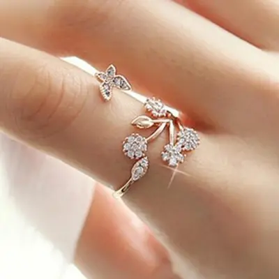 R-152 einzigartige Edelstein Diamant Silber Gold Rose Gold Ring Schmetterling Form zierliche Ringe Frauen Schmuck