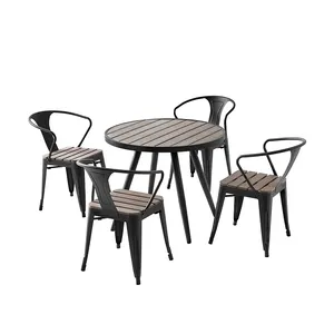 Mobiliário de exterior moderno à prova d'água mesa e cadeira de jardim conjunto de jantar de pátio conjuntos de jardim de madeira