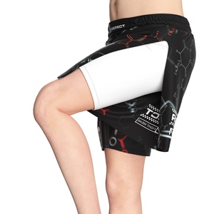 Pantalones Cortos Híbridos 2 en 1 para MMA, Soporte Muscular, Compresión, Capa Base de Secado Rápido, Capa Exterior Ligera, Esenciales para Entrenamiento de Artes Marciales - Product Image 1