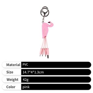Customized Pink Flamingo 3D Cartoon Design 4-in-1 Fast <b>Usb</b> <b>Charging</b> Keychain Short <b>Cable</b> - Product Image 6