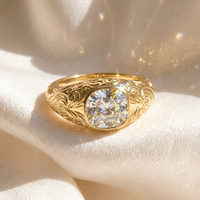 Bague solitaire avec certificat IGI, diamant de 2,5 carats, diamant cultivé en laboratoire, or jaune 10 carats, coupe coussin, classique, diamant HPHT CVD
