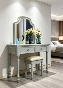 French Style Wood Makeup Vanity With Mirror Storage Drawers Bedroom Furniture - Product Image 4