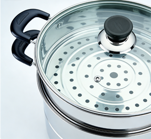 Ensemble <span class=keywords><strong>de</strong></span> casseroles multifonctionnelles en acier inoxydable écologiques compatibles induction et <span class=keywords><strong>gaz</strong></span> avec couvercle en verre - Product Image 3