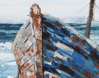 Vente en gros 100% peint à la main voilier paysage marin abstrait décoratif texture épaisse abstrait bateaux à voile peinture de paysage