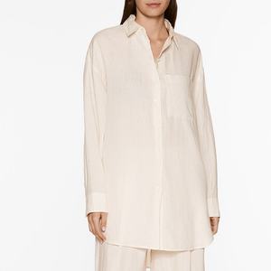 Camisa de Lino 100% de Manga Larga, Estilo Casual de Playa, Color Sólido, Personalizable, Talla Grande, Fabricante OEM - Product Image 3