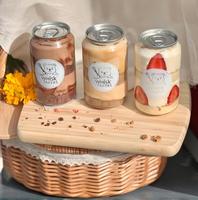 Canette en plastique PET transparent neuve design, personnalisée avec LOGO, 250ml 330ml 500ml, avec couvercle en aluminium, idéa