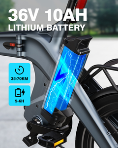 Vélo électrique pour femmes de 20 pouces, frein avant et arrière, vélo urbain, batterie au lithium amovible, vélo pliable - Product Image 5