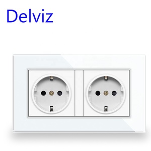 Delviz tomada elétrica, tomada elétrica europeia, ac 110v ~ 250v, painel de vidro cristal resistente, padrão eu, 16a de parede, fonte de alimentação - Product Image 2