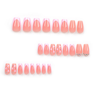Faux ongles réutilisables en <span class=keywords><strong>diamant</strong></span> blanc rose de luxe conçus en français sur mesure en acrylique ABS sur les ongles pour les doigts des femmes - Product Image 2