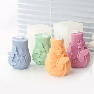 Cuppy Butterfly Candle Molds Silicone Embossed Lily Vase Plaster Resin Mould Wedding Decorate Carved Handmade Soap Making Tools