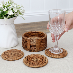 High Quality Handmade Wood Coaster Mats Set Classic Design Reusable Food Grade Quick Dry Home Office Decor - Product Image 1