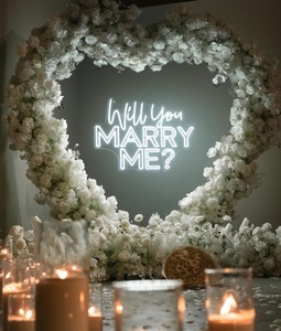 Arco a Forma di Cuore <span class=keywords><strong>con</strong></span> Supporto per <span class=keywords><strong>Fiori</strong></span> Artificiali, Sfondo di Rose per Decorazione Palco Matrimoniale, Arco a Cuore di 2,4 Metri - Product Image 6