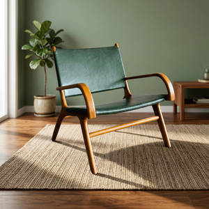 Fauteuil de patio extérieur moderne en teck massif avec assise et dossier rembourrés en mousse - Product Image 2