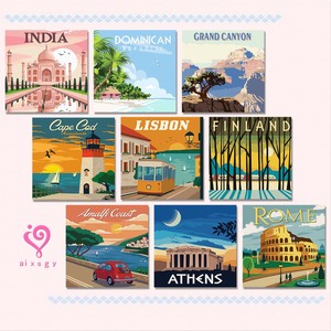 Kit de Peinture par Numéros DIY : Sites Touristiques Mondiaux, Peinture à l'Huile Numérique, <span class=keywords><strong>Paysage</strong></span> Rétro, Décoration Murale Faite Main - Product Image 1