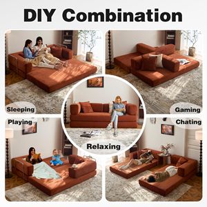 Sofá <span class=keywords><strong>Cama</strong></span> Plegable <span class=keywords><strong>de</strong></span> Terciopelo Acanalado Marrón con Respaldo y Reposabrazos, Almohada <span class=keywords><strong>de</strong></span> <span class=keywords><strong>Suelo</strong></span> Convertible, Compacto y Elegante para Sala <span class=keywords><strong>de</strong></span> Estar, Villa o Almacén - Product Image 2