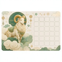 Tapis de bureau calendrier Année du Chèvre en PVC givré, support de planification personnalisé pour la décoration de bureau
