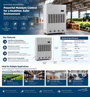 Déshumidificateur électrique industriel 480L avec affichage numérique, faible bruit, construction métallique, compatibilité 220V/380V