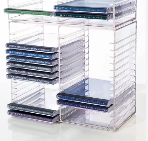 Clear Acrylic DVD Storage Organizer, Multi-Tier Blu-Ray & Video Game Disc Rack