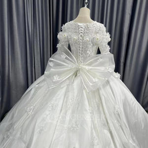 ชุดแต่งงานผ้าซาติน ชุดเจ้าสาวประดับดอกไม้ ชุดราตรีปักเลื่อมประดับลูกปัด ชุดงานเลี้ยงตอนเย็น ไนจีเรีย Lscm12 Jancember - Product Image 5