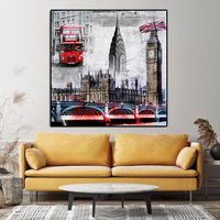 Peinture Diamant 5D Personnalisée en Acrylique, Vente en Gros, Scène Urbaine Britannique, Kit d'Art Diamant en Résine, Style Européen pour Décoration de Chambre