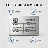 Plaques signalétiques personnalisées avec logo, en acier inoxydable plaqué nickel noir de haute qualité, pour équipement industriel, avec codes QR imprimés UV