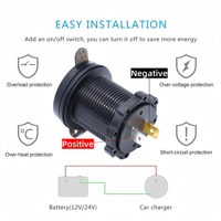 Chargeur de voiture double port USB 5V/2.1A avec voltmètre et fusible, adaptateur de prise d'alimentation étanche 12V pour bateau et moto