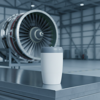 Cadeau d'entreprise pour les compagnies aériennes : Tasse isotherme unique en forme de moteur d'avion avec ventouse, 350 ml, en acier inoxydable, anti-chute