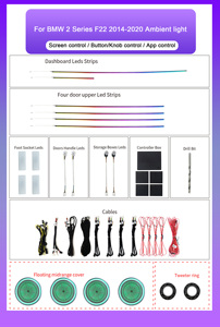 Kit d'éclairage ambiant intérieur de voiture LED 64 couleurs SJC Upgrade pour <span class=keywords><strong>BMW</strong></span> Série 2 F22 2014-2020, cache-haut-parleur, symphonie décorative - Product Image 6