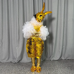 Efun quantité minimale de commande 1 PC miroir doré <span class=keywords><strong>lapin</strong></span> <span class=keywords><strong>lapin</strong></span> Costume luxe Cosplay Costume femmes scène porter <span class=keywords><strong>Sexy</strong></span> hommes Club combinaison combishort Costume - Product Image 2
