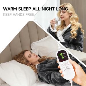 Poncho-couverture chauffant électrique personnalisé en flanelle surdimensionné, à capuche, pour l'hiver, fabriqué sur mesure en usine - Product Image 6