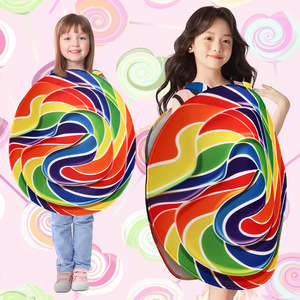 Disfraz de piruleta arcoíris, traje de caramelo de poliéster para niños, traje de fiesta de carnaval de Halloween - Product Image 1