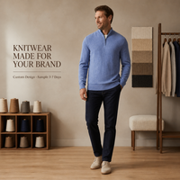 Pull en maille personnalisé pour homme à col montant et fermeture éclair courte, service OEM ODM, marque privée, hauts décontractés à manches longues pour l'automne et l'hiver