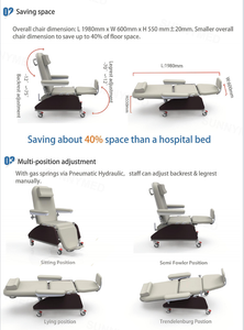 Silla de donación de sangre, silla de diálisis Manual cómoda, médica ajustable, eléctrica, para hospital, para uso médico - Product Image 4